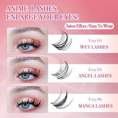 CCODDY lash clusters application book showing six styles.