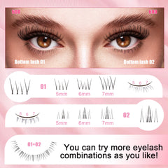 CCODDY bottom lash clusters 5-7mm with clear band for natural look.