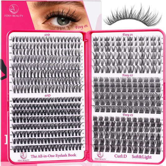 CCODDY lash clusters kit 536pcs for at-home application with diverse options.