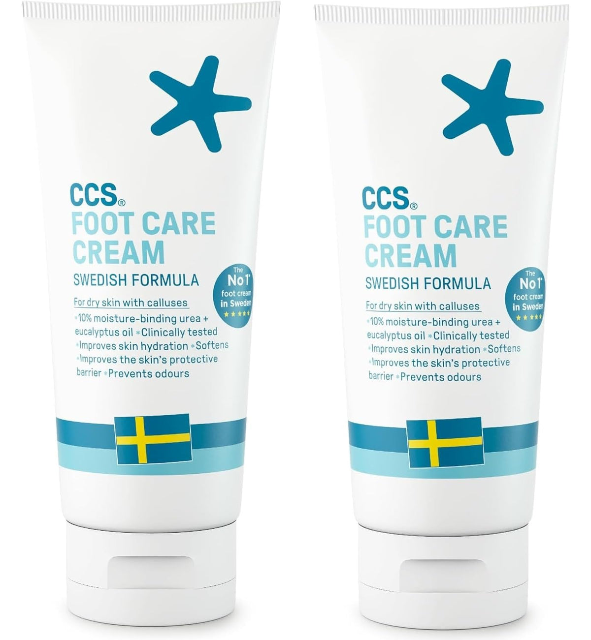 CCS Footcare Cream tube 175ml in a two-pack, delivering rich hydration for dry skin.