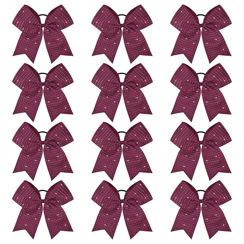 CEELGON burgundy glitter cheer bows with 8-inch span for game-day styling.