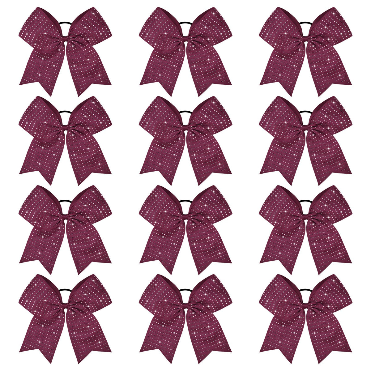 CEELGON burgundy glitter cheer bows with 8-inch span for game-day styling.