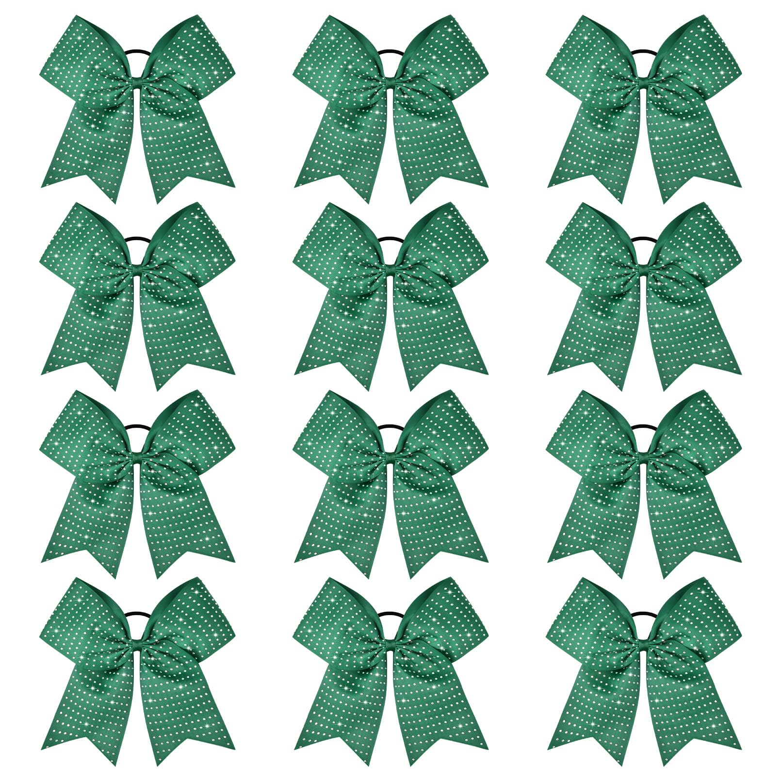 CEELGON forest green glitter cheer bow 1 adds bold sparkle for ponytails during sports