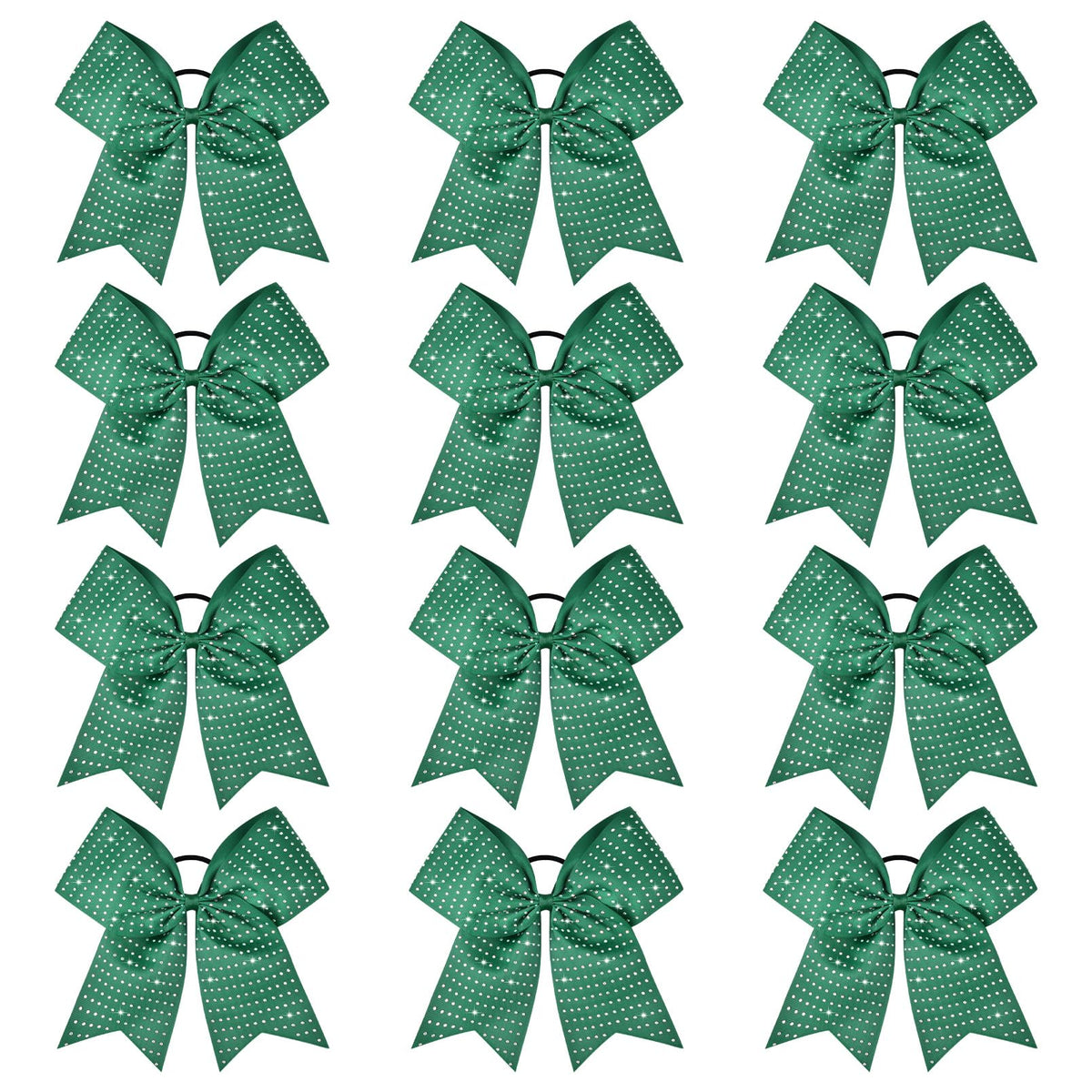 CEELGON forest green glitter cheer bow 1 adds bold sparkle for ponytails during sports