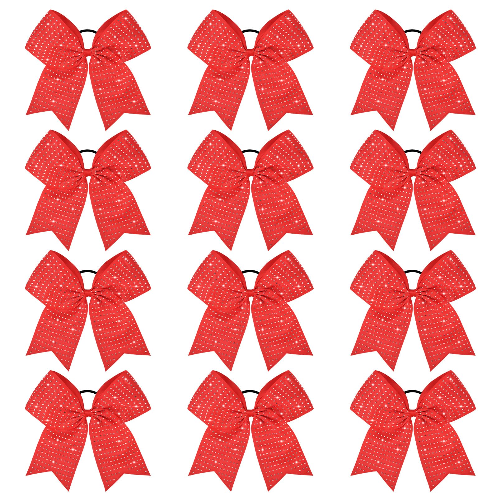 CEELGON red glitter cheer bow with 8-inch ribbon for bold game day flair