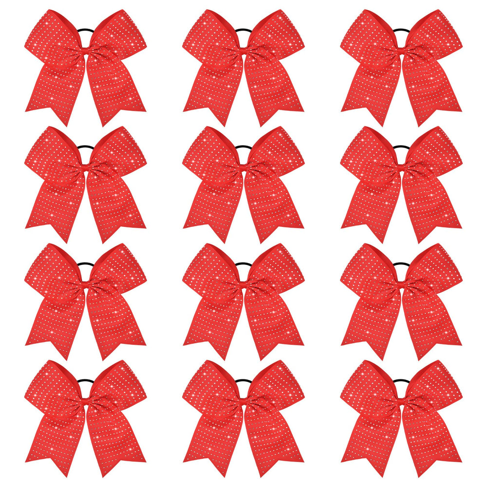 CEELGON red glitter cheer bow with 8-inch ribbon for bold game day flair