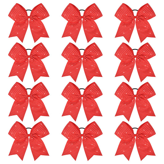 CEELGON red glitter cheer bow with 8-inch ribbon for bold game day flair