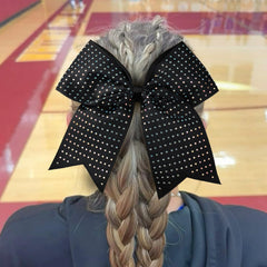 CEELGON 12-piece black glitter cheer bows durability and secure fit during performances.