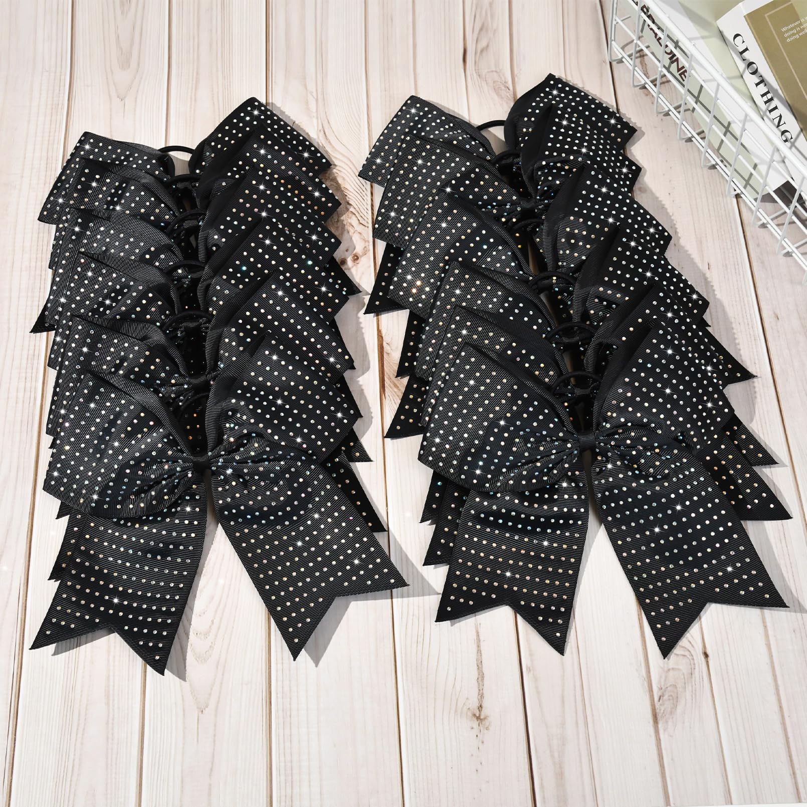 CEELGON 12-piece black glitter cheer bows gift-ready packaging for teammates.