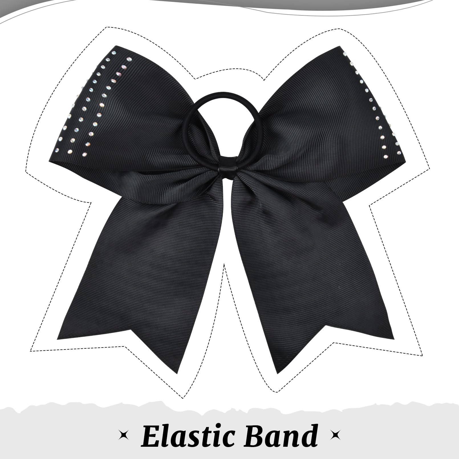 CEELGON 12-piece black glitter cheer bows heat-sealed grosgrain ends ensure durability.