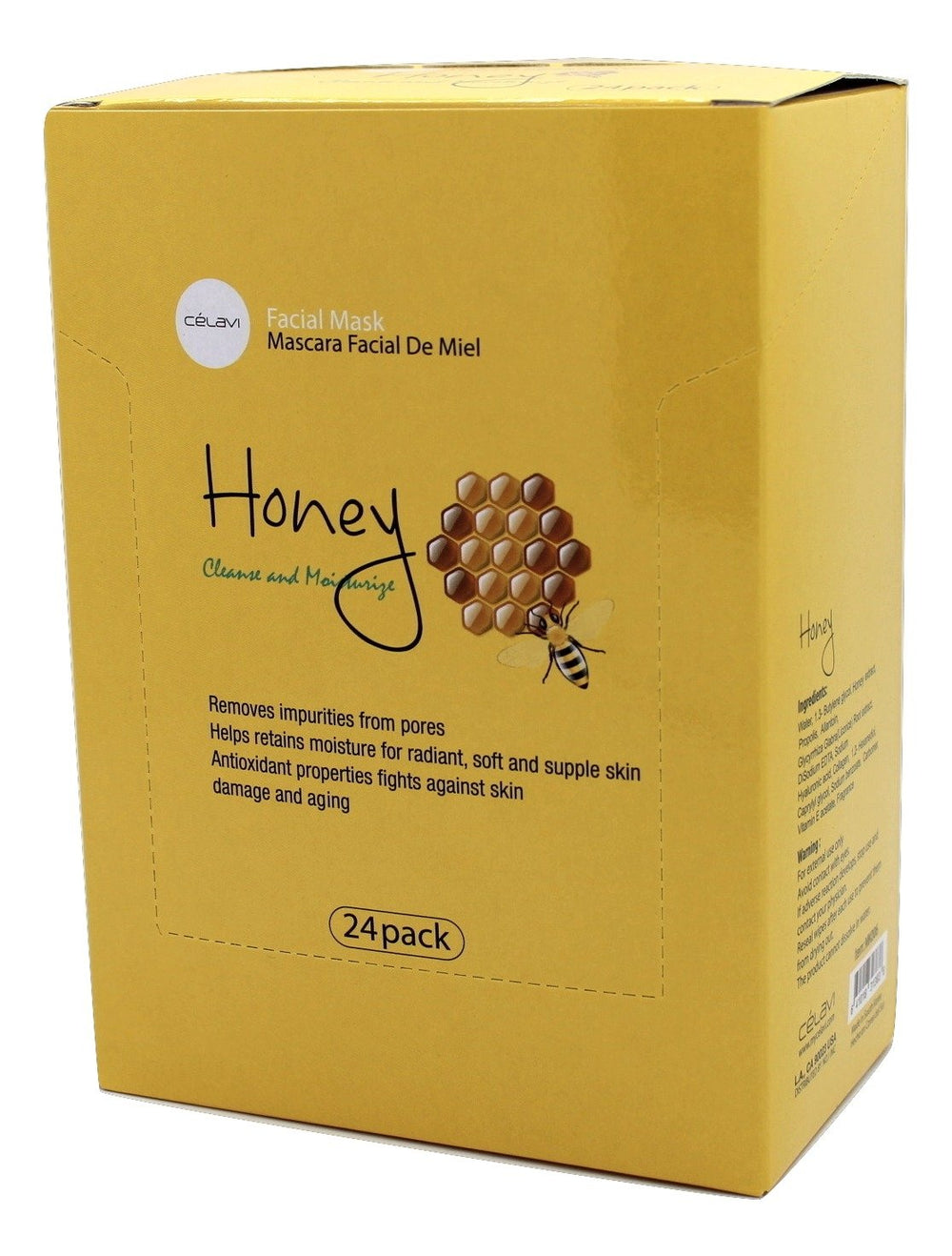Celavi Essence Honey Facial Mask packaging and product vial for nourishing hydration