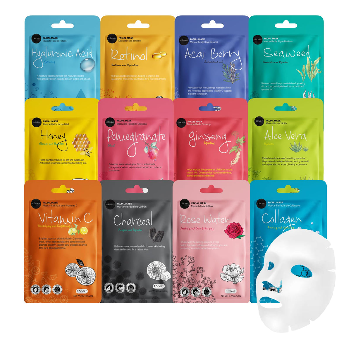 Celavi face mask set packaging showcases premium K-beauty sheet masks for gifting