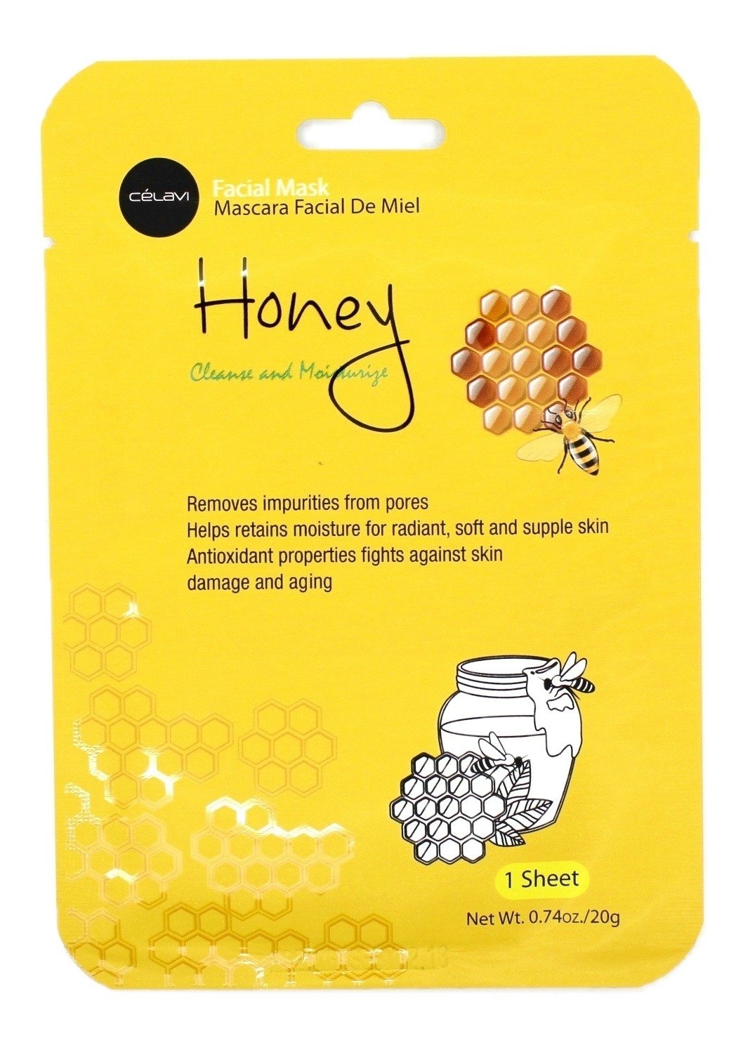 Celavi Honey-infused mask close-up shows soothing moisture