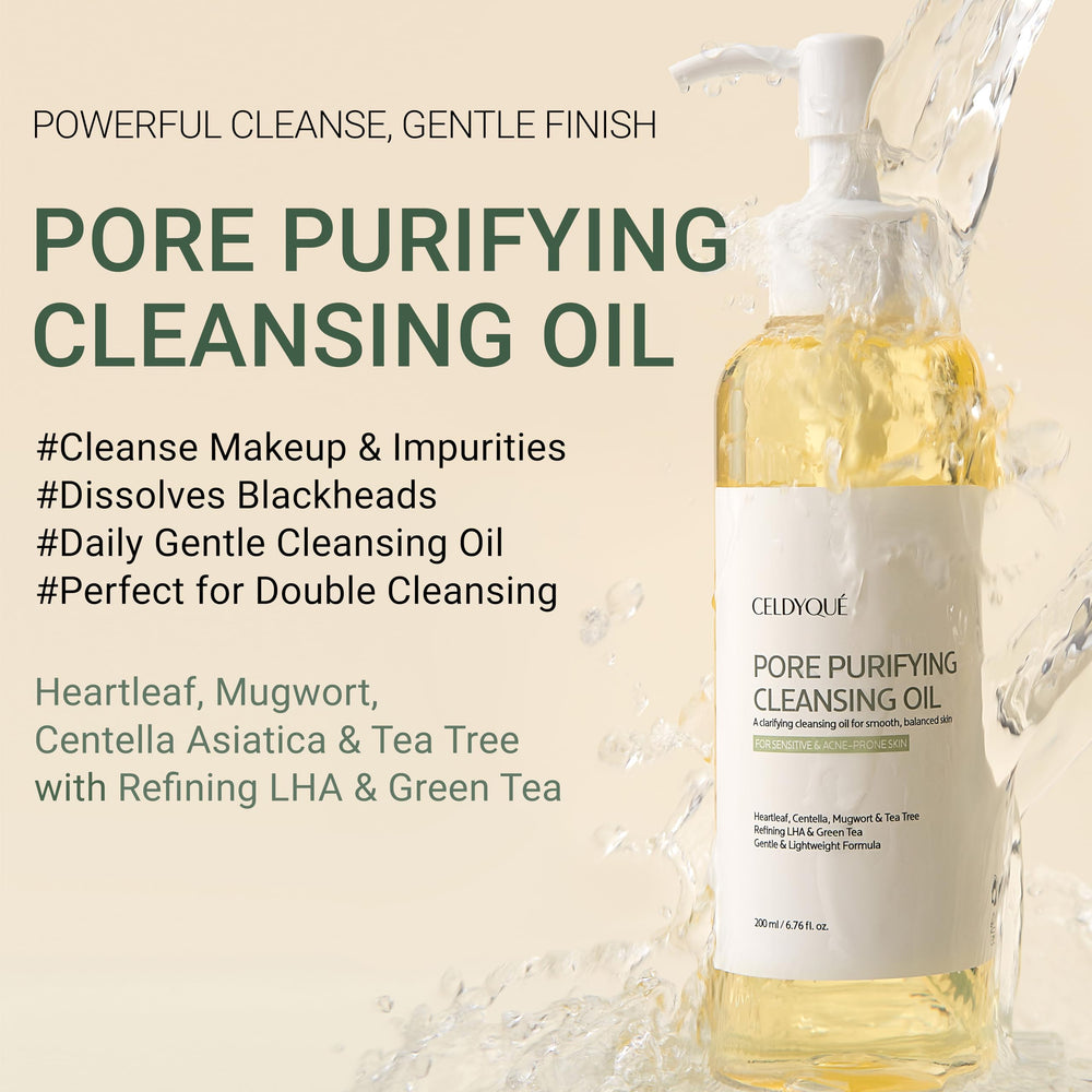 CELDYQUE centella-tea-tree-green-tea blend calms redness while balancing oil