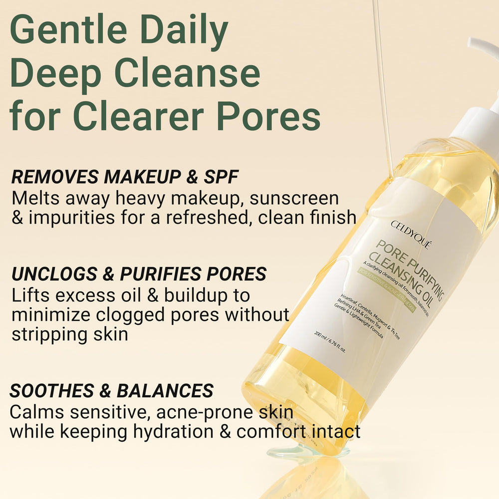 CELDYQUE pore-purifying action highlights clearer, shine-free pores