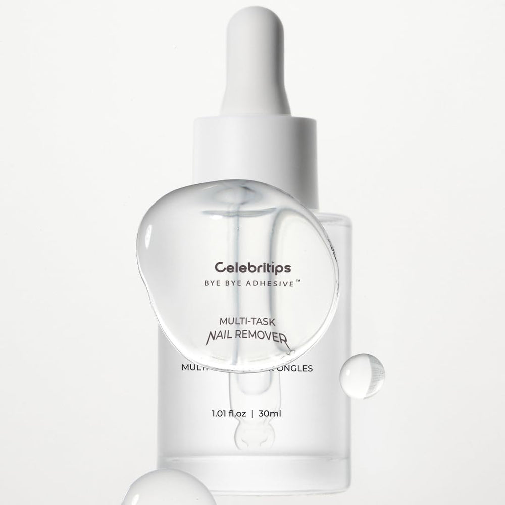 Applying Celebritips Bye Bye Adhesive remover for safe nail cleanup.