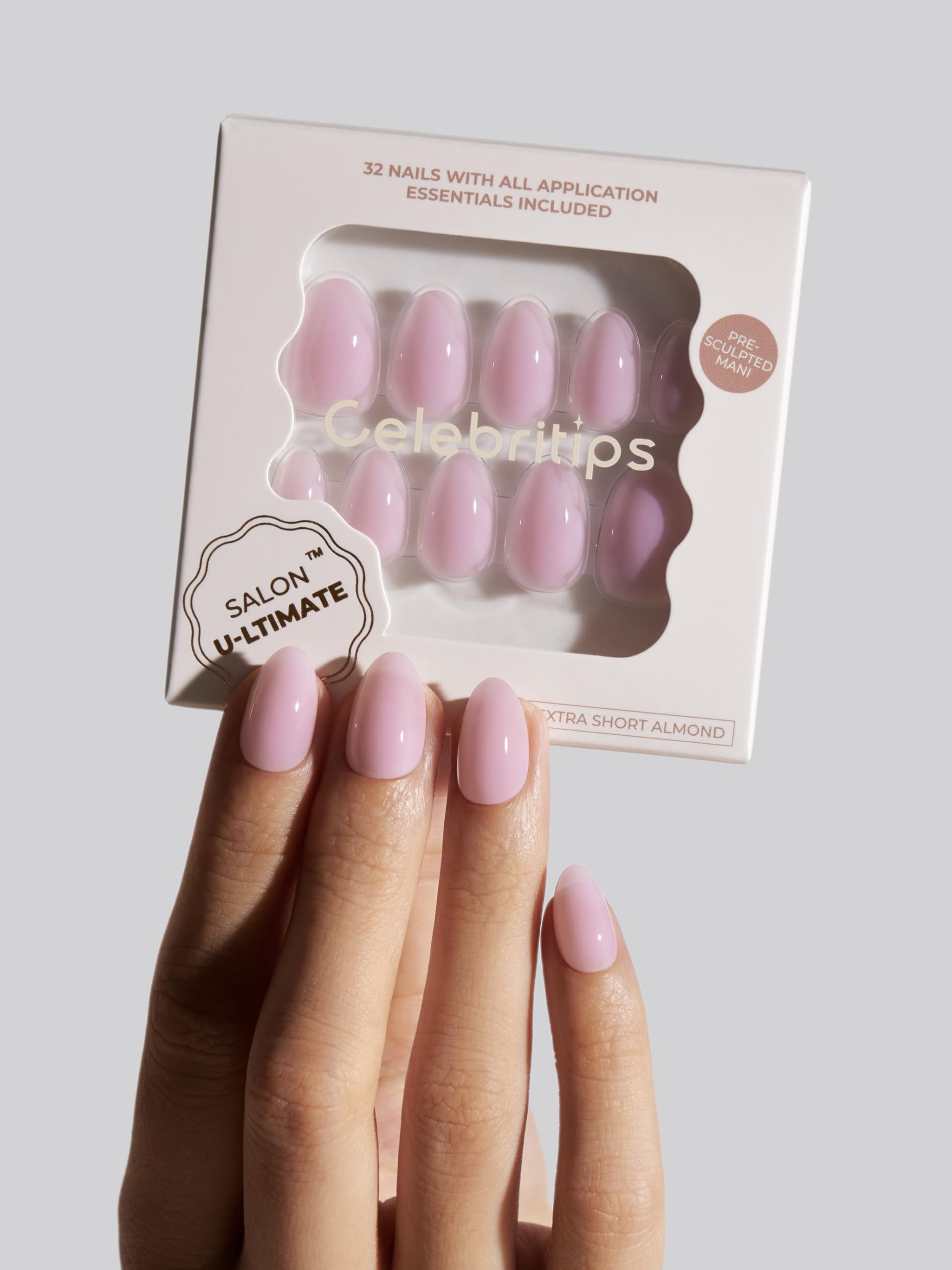 Celebritips Salon U-ltimate 32-nails kit includes 16 sizes for a precise fit.