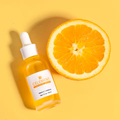 Celement vanity routine scene with serum during skincare.