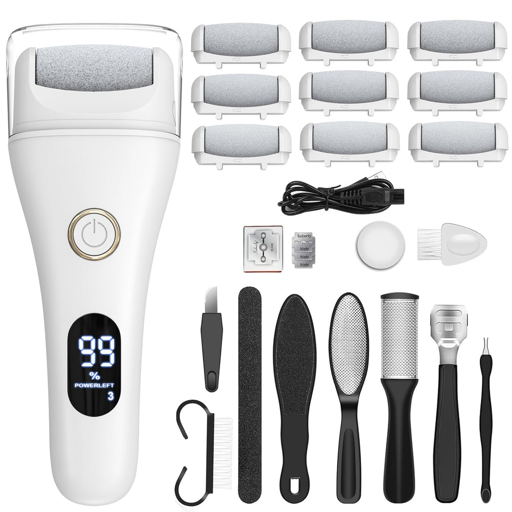 Celepen electric foot file with LED light for precise dead skin removal.
