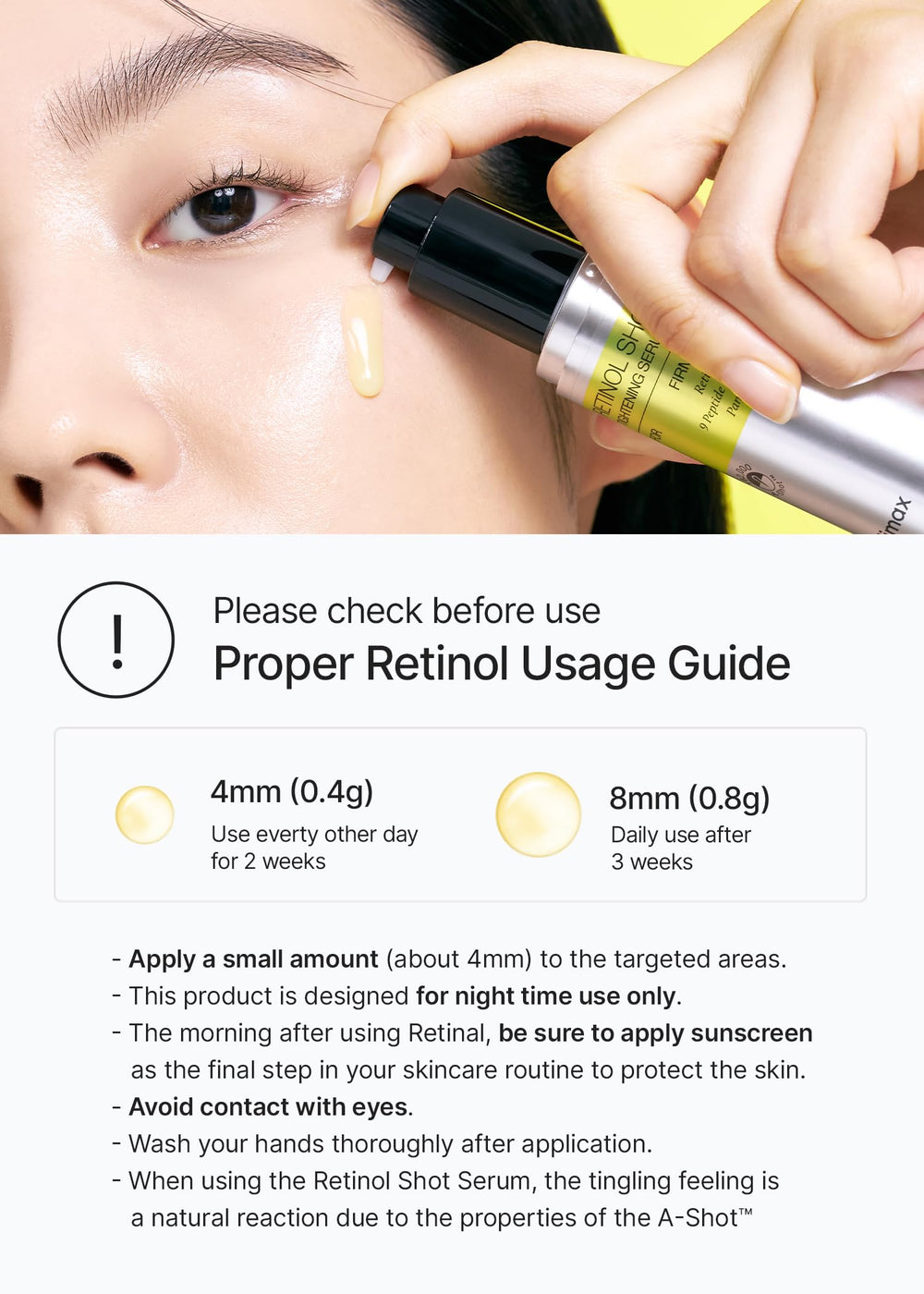 Celimax Vita A Retinol Shot serum texture close-up suggests luxurious yet light feel