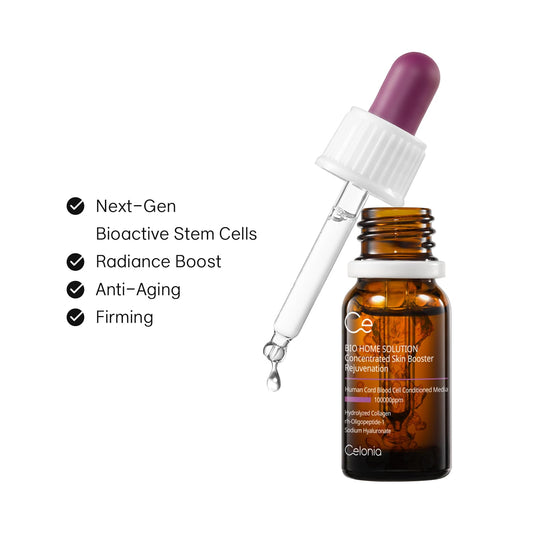 CELONIA Bio Home Solution ampoule open reveals concentrated stem cell formula.
