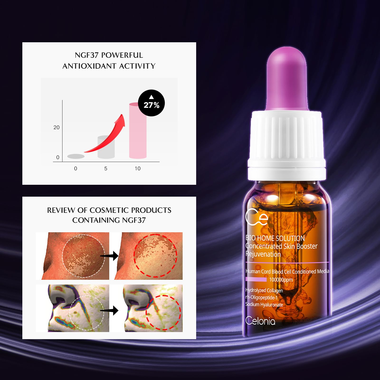 CELONIA Bio Home Solution peptides and alpine botanicals support firm, smooth skin.