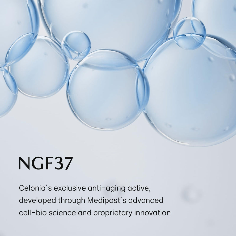 CELINO Celonia Signature Bio Ampoule packaging flatlay conveys luxurious skincare ritual