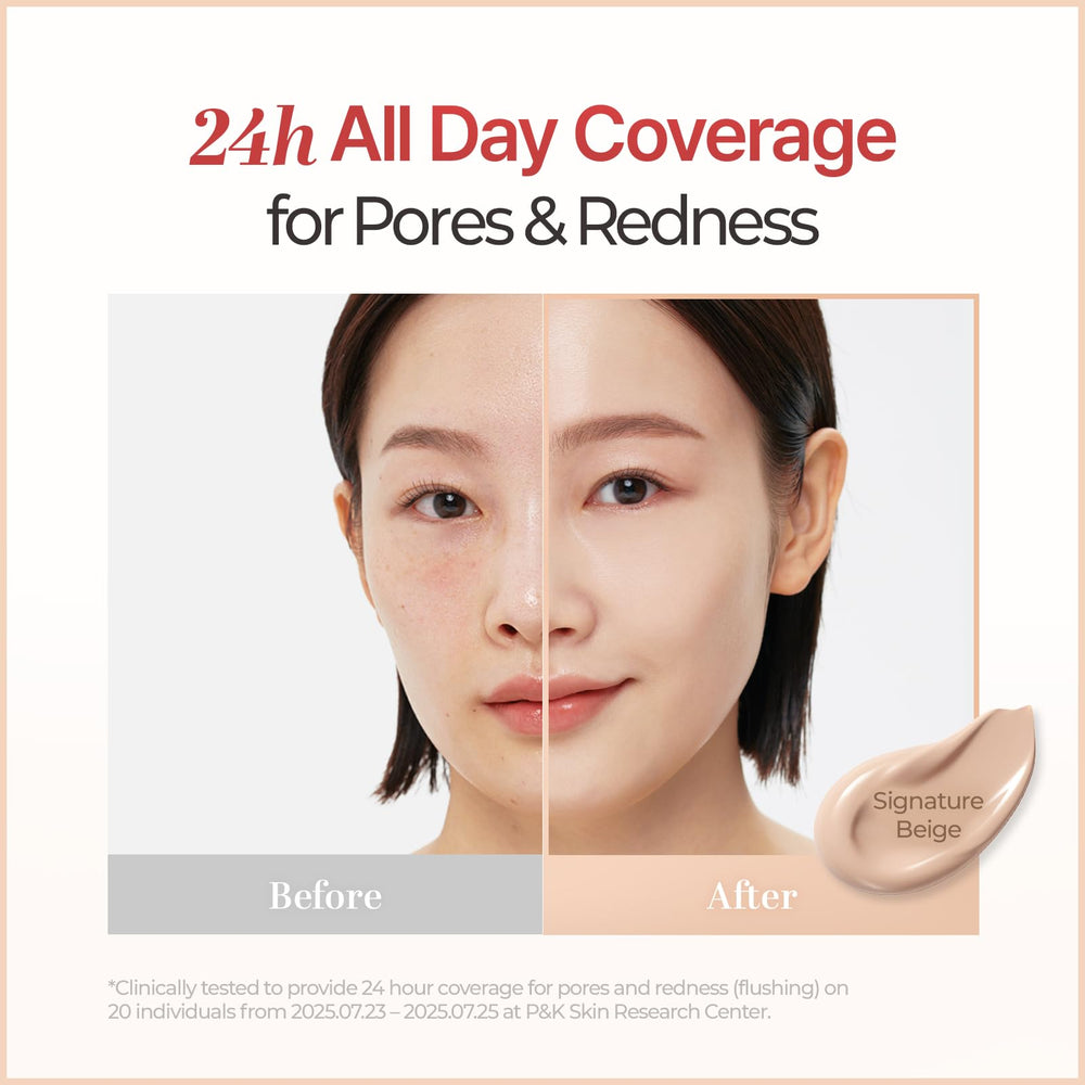 Warm-toned swatch on the forearm demonstrates shade compatibility.