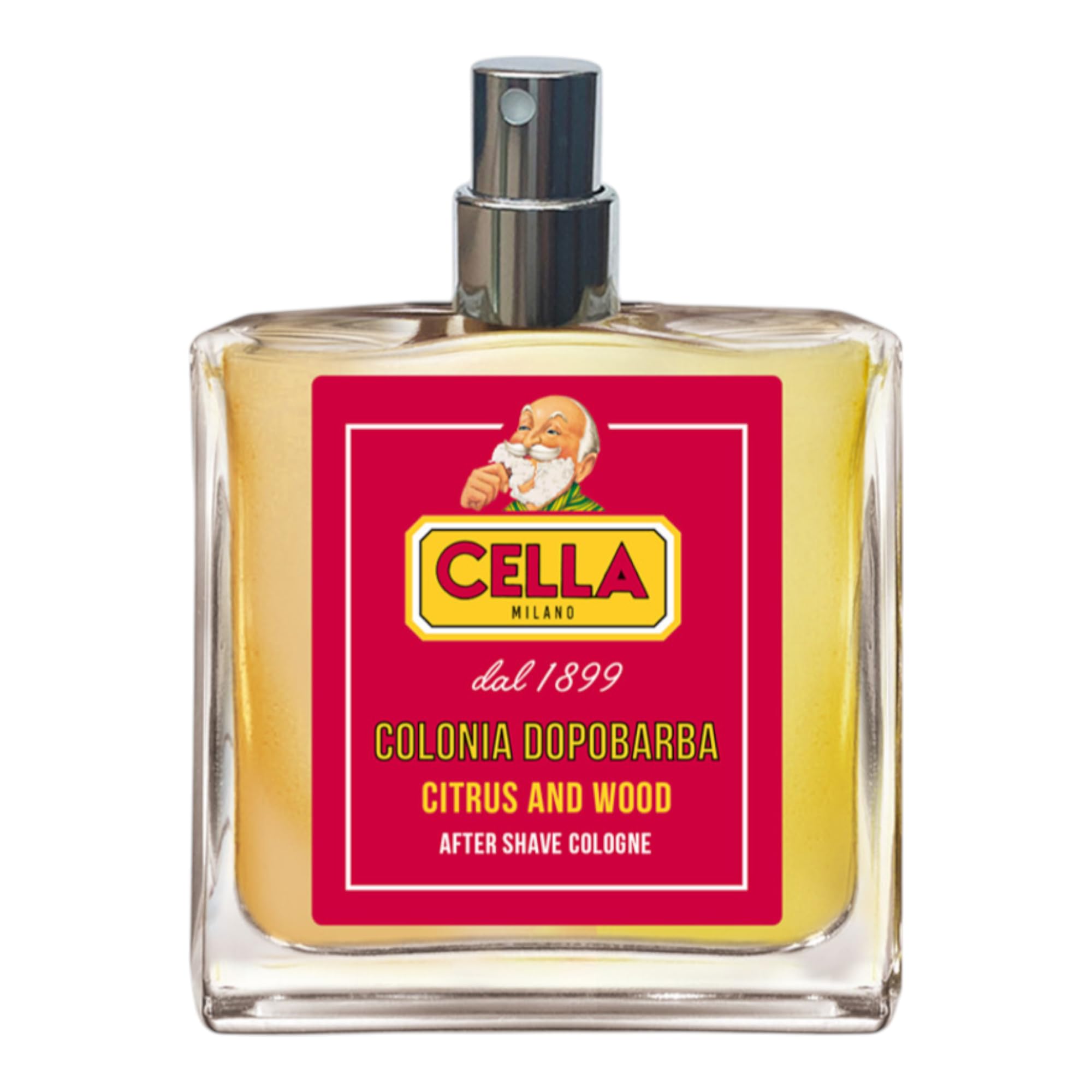 Close-up of glass 100ml bottle showing premium Italian styling and long-lasting scent.