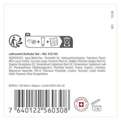 Cellcosmet Activator Gel packaging and ingredients label overview.