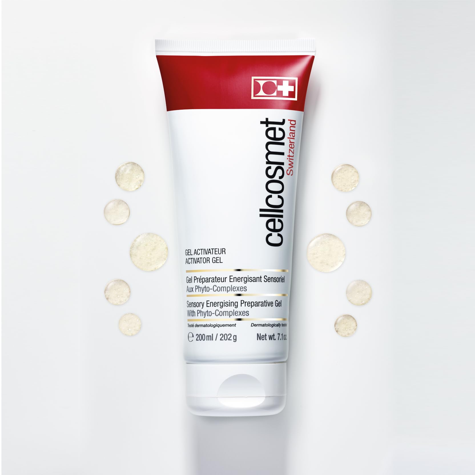 Cellcosmet Activator Gel with turmeric highlights soothing antioxidant benefits.