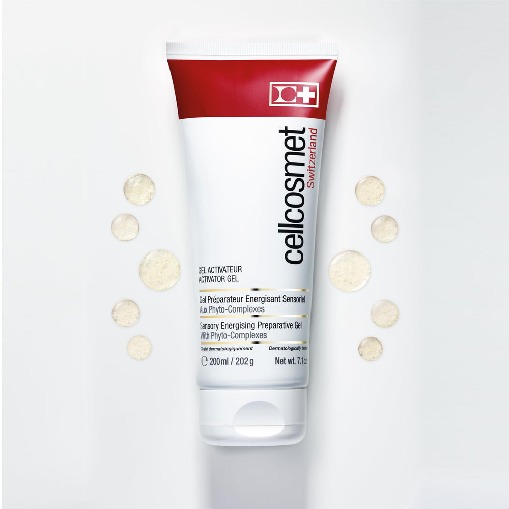 Cellcosmet Activator Gel with turmeric highlights soothing antioxidant benefits.