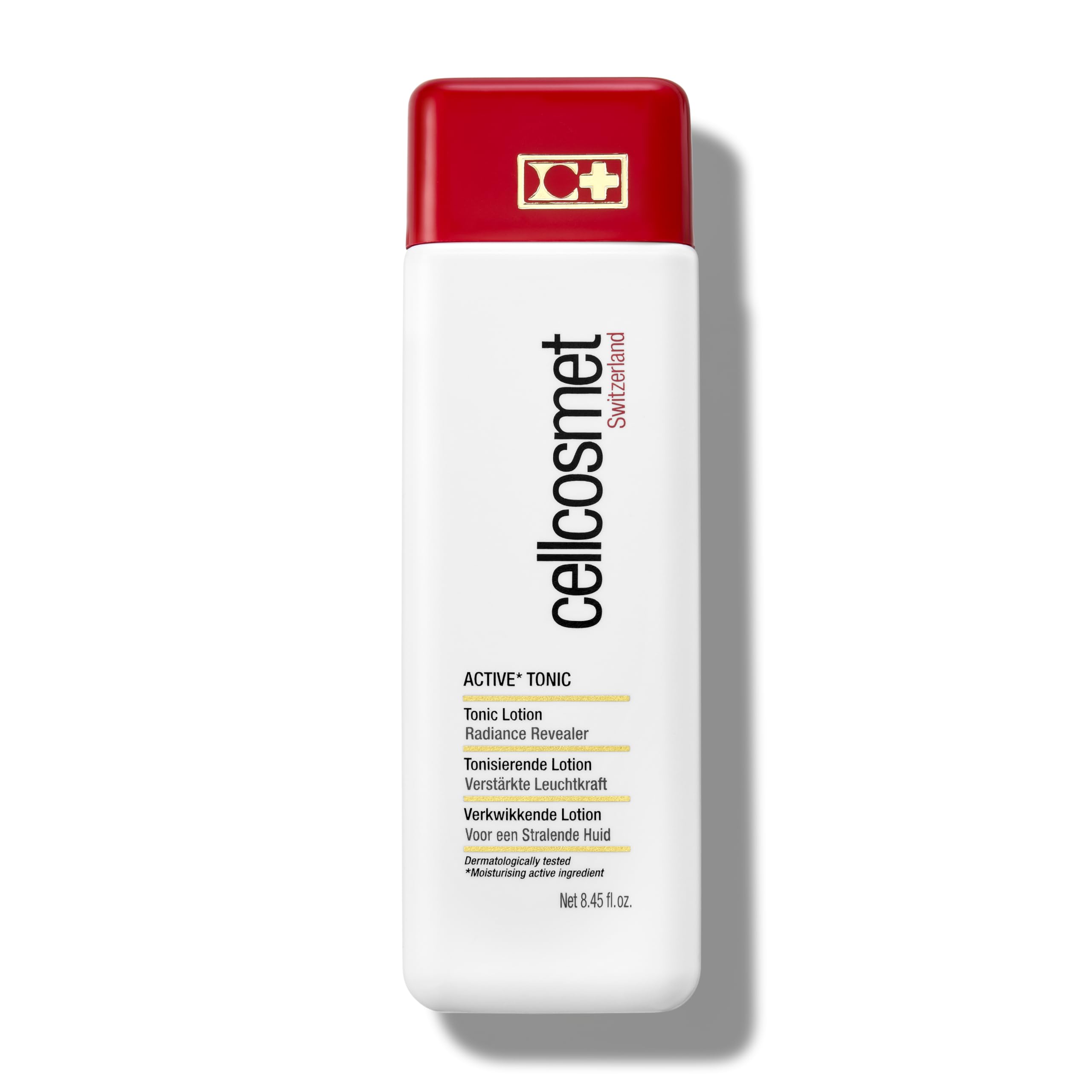 Cellcosmet Active Tonic bottle showing radiance-boosting prep