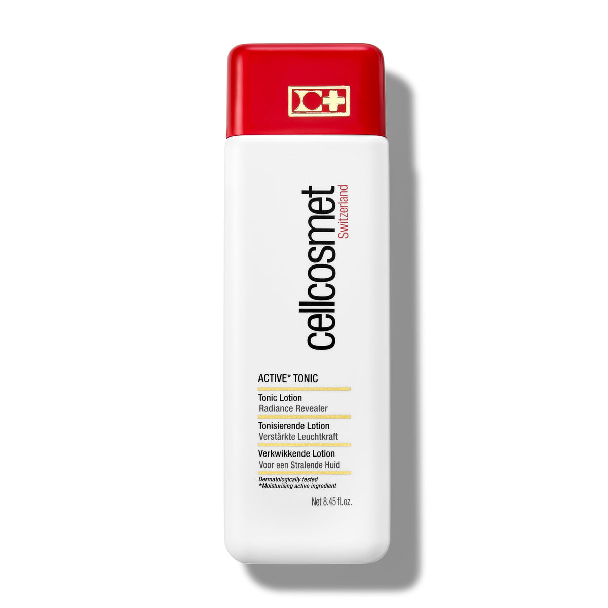 Cellcosmet Active Tonic bottle showing radiance-boosting prep