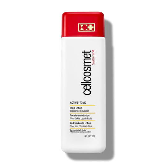 Cellcosmet Active Tonic bottle showing radiance-boosting prep