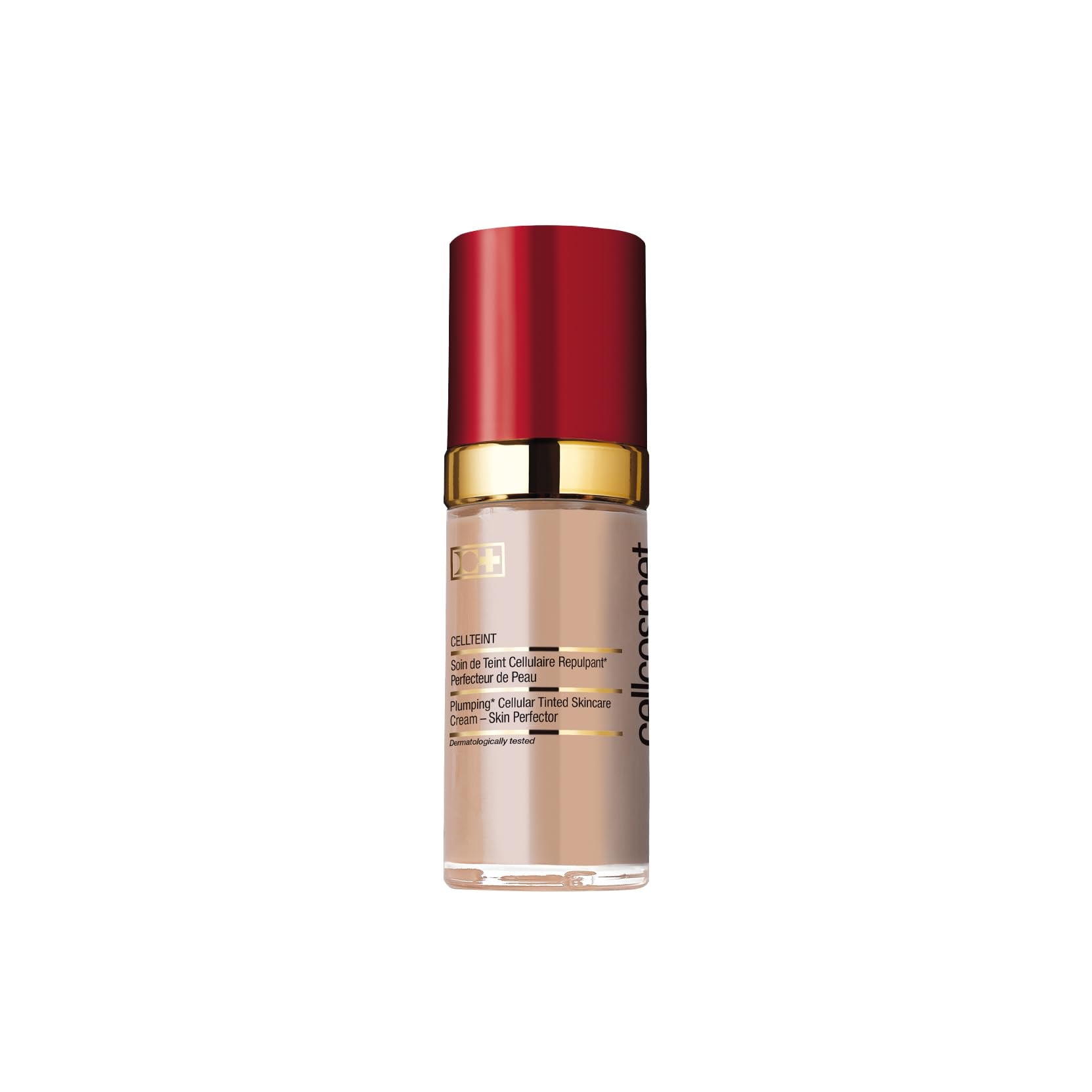 Cellcosmet CellTeint porcelain swatch showing sheer color and hydration.