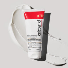 Close-up texture of Cellcosmet Gentle Cream Cleanser highlighting silky cream.