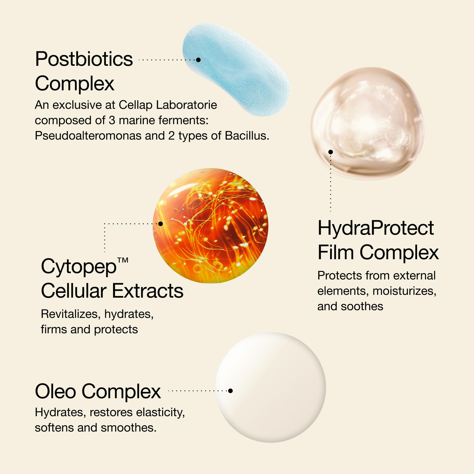 Cellcosmet Postbiotics close-up—barrier support and elasticity.