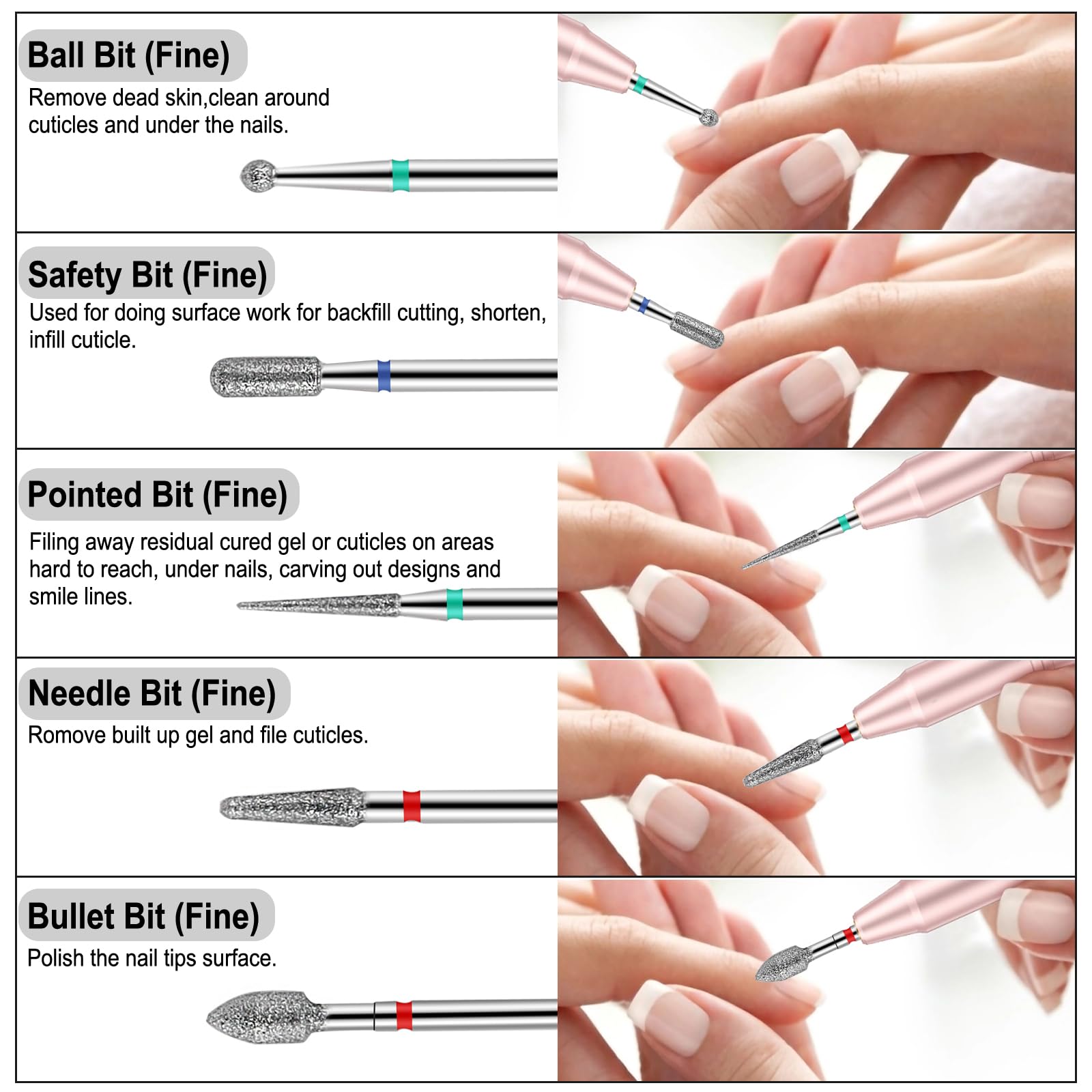 Cellentool rubber polishing bit delivers smooth finish on nails.