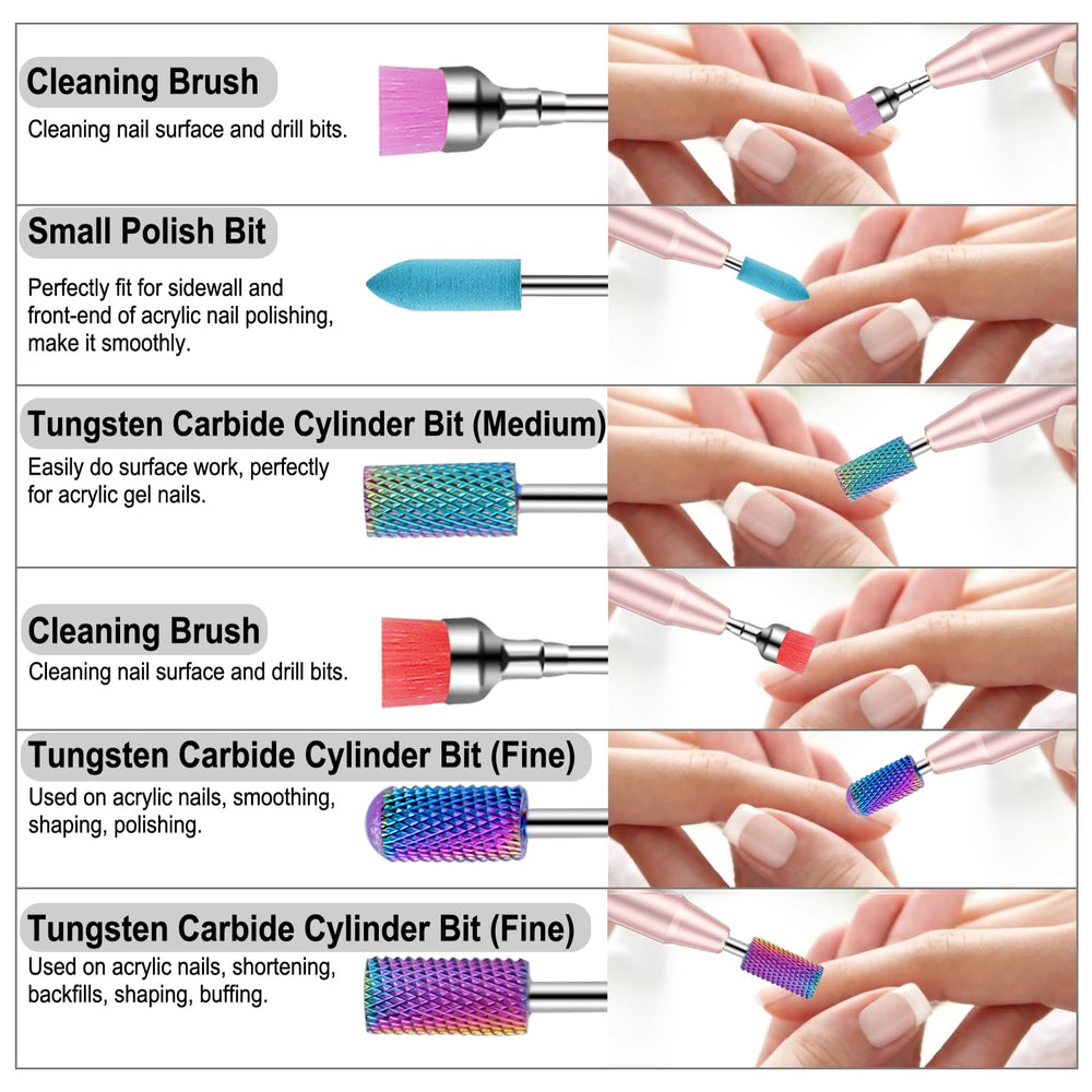 Cellentool tungsten carbide bits offer durable grinding for tough nail surfaces.