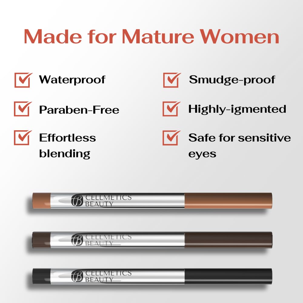 CELLMETICS BEAUTY long wear cream eyeliner swatches show rich color.