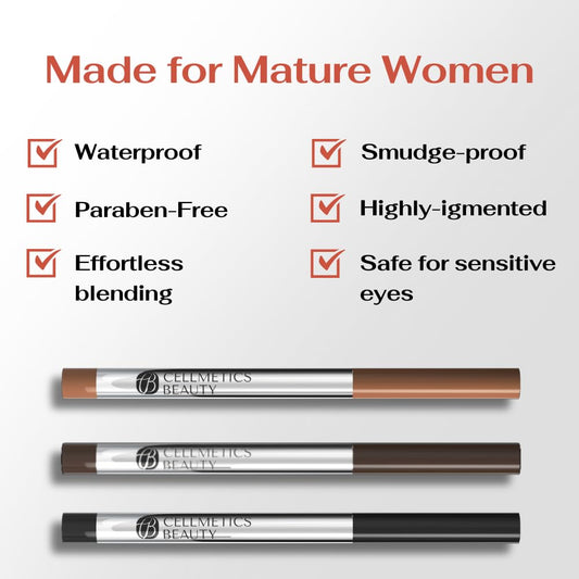 CELLMETICS BEAUTY long wear cream eyeliner swatches show rich color.