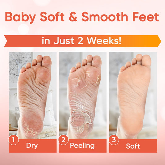 CÉLOR Foot Peel Mask packaging showing easy at-home use and soothing lavender scent.