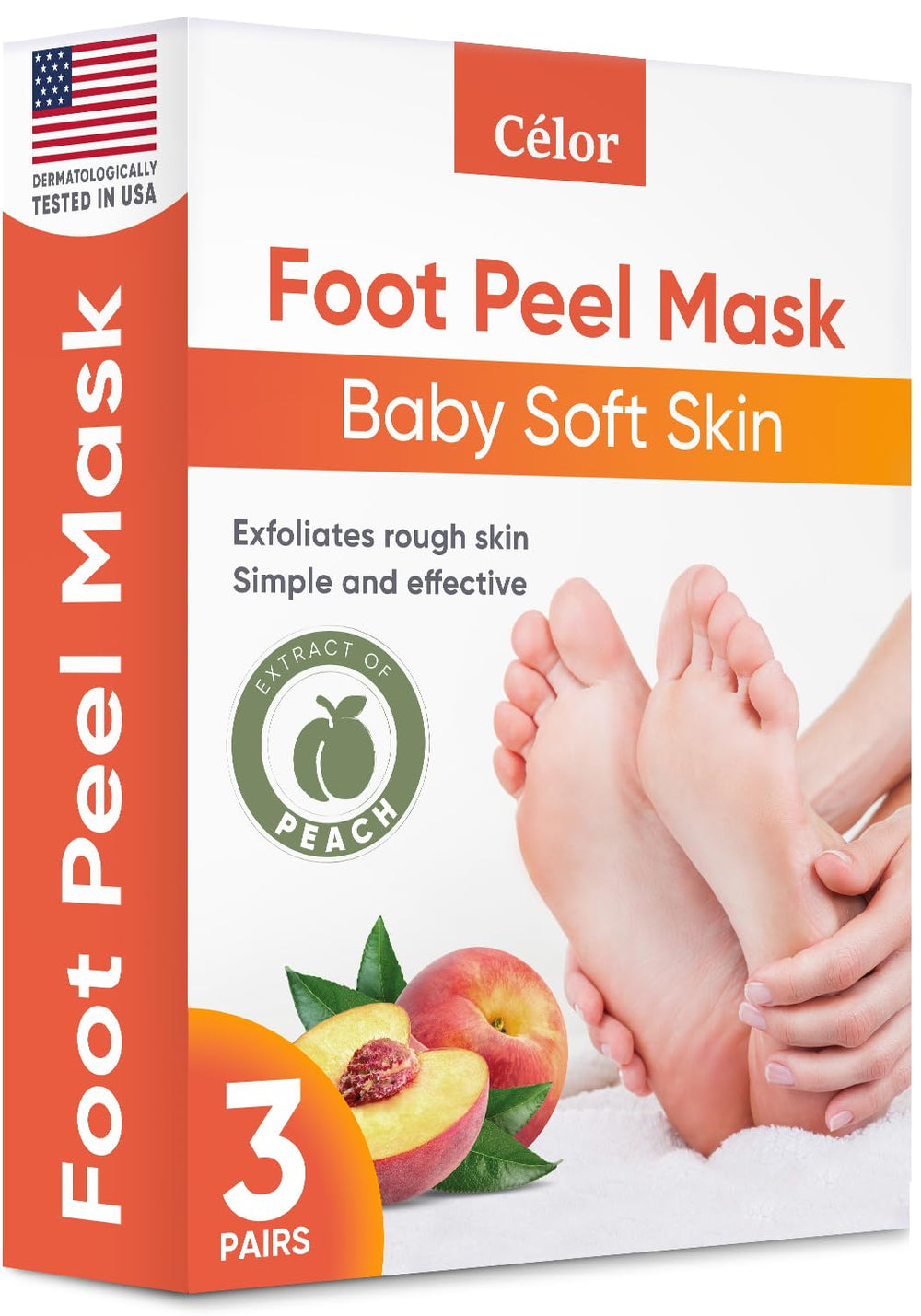 CÉLOR Foot Peel Mask peach booties for at-home spa foot care and softer skin.
