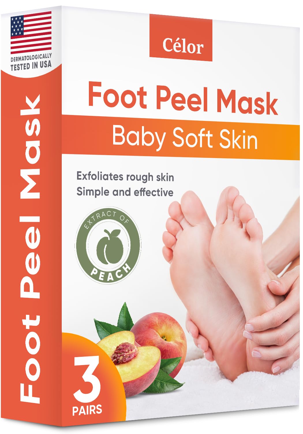CÉLOR Foot Peel Mask peach booties for at-home spa foot care and softer skin.