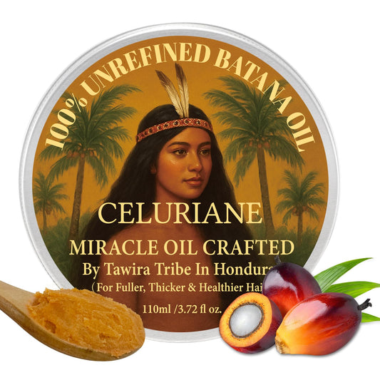 Celuriane Batana Oil bottle for hair growth and scalp nourishment.