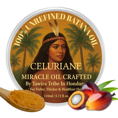 Celuriane Batana Oil bottle for hair growth and scalp nourishment.