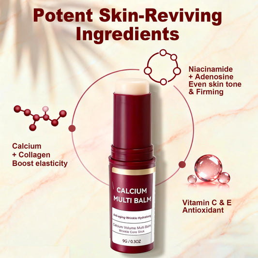 Close-up of Celuriane Calcium Multi Balm Stick texture for quick touch-ups.