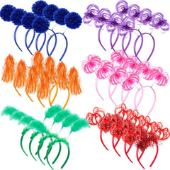 Censen 24-pcs pom pom headband set, colorful boppers for festive outfits.