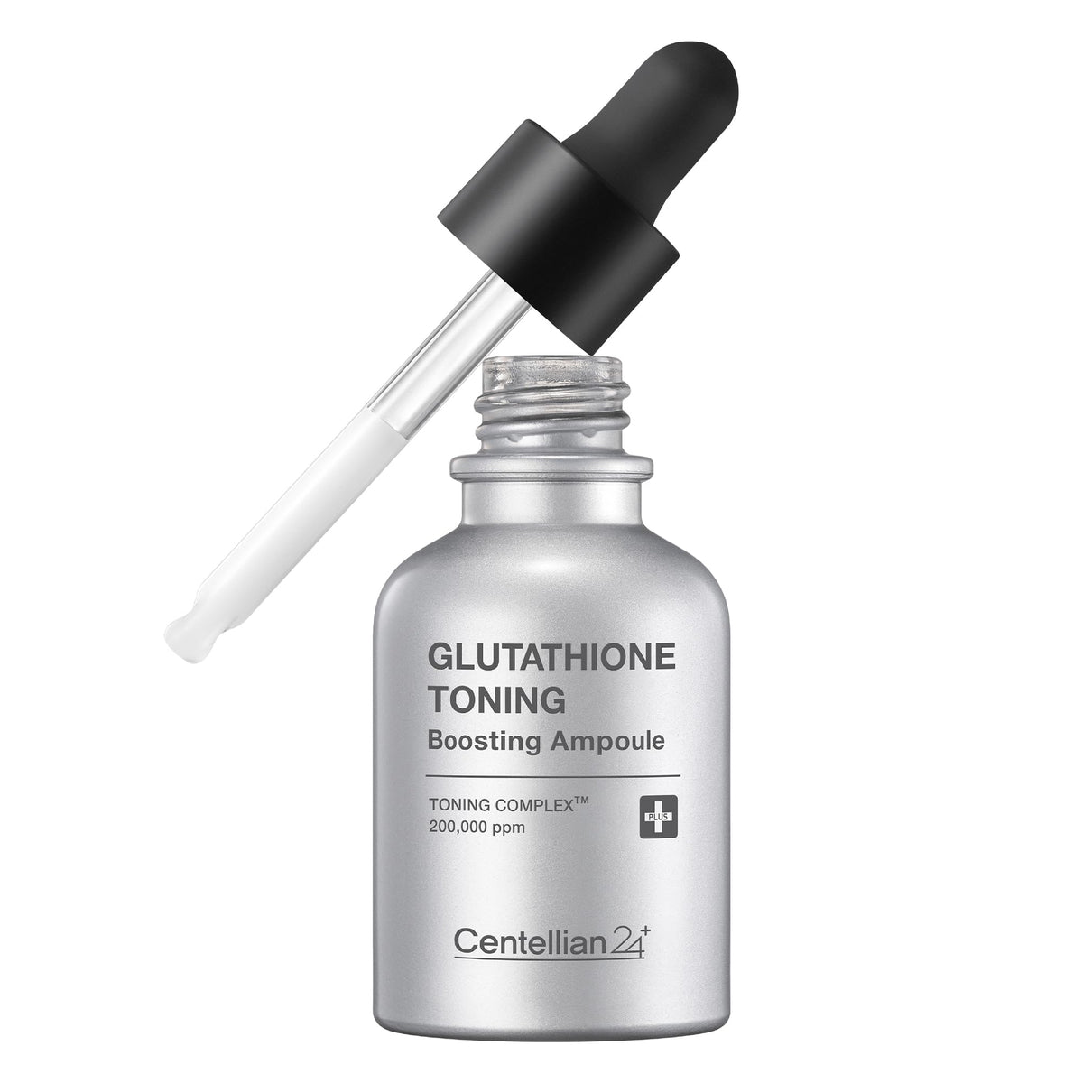 Centellian 24 glutathione ampoule bottle highlights antioxidant protection for an even skin tone.
